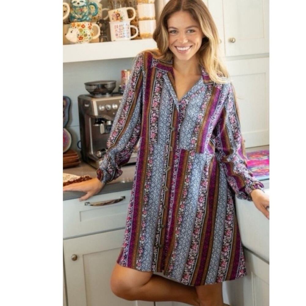 Natural Life Ansley Patchwork Tunic Shirt Dress Sz Medium